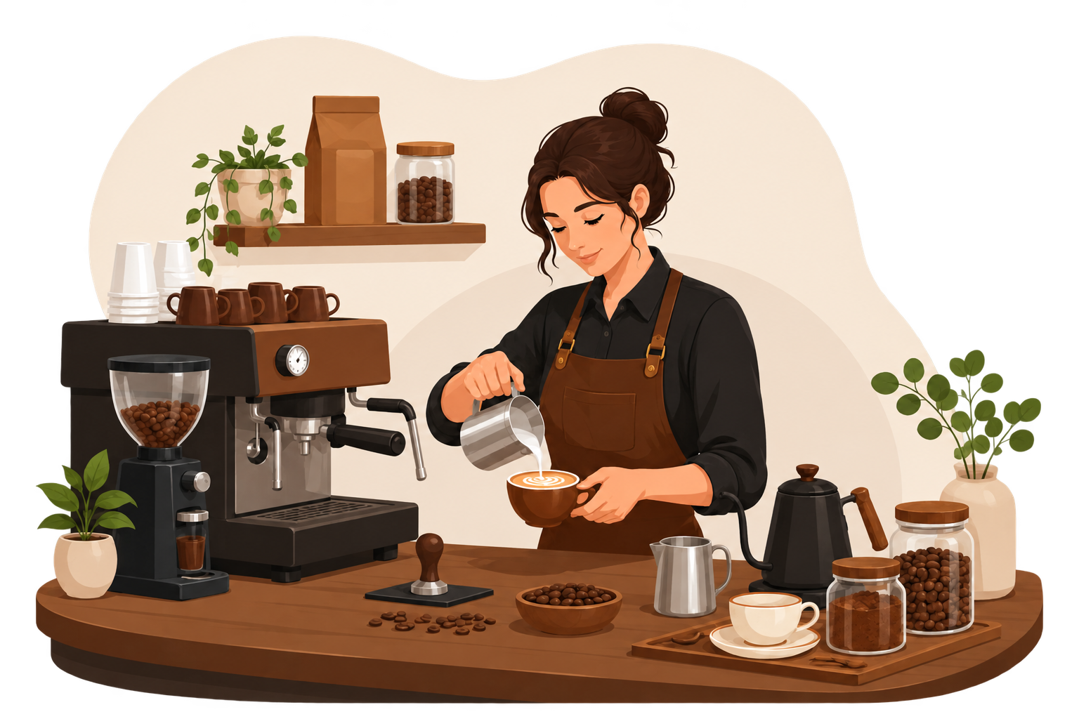 Barista Aroma Coffee sedang membuat kopi